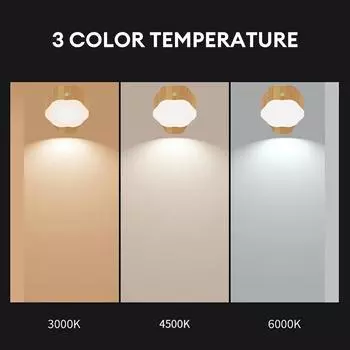 LED Wall Lamp Remote Touch Control 3 Color Dimming Cordless Wall Light 360 Degrees Rotatable Bedside Wall Lamp for Bedroom чёрный