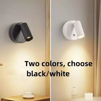 LED Wall Lamp USB Rechargeable Dimmable Spot Light Wireless Magnetic Night Light Alloy Bedside Photo Wall Painting Light Cool White белый