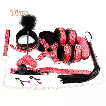 Леденцы 10 шт./компл. БДСМ бондаж манжеты для рук и ног кнут веревка маска для глаз SM эротический набор секс-игрушек