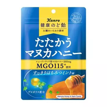 Леденцы Kanro Healthy Throat с медом Manuka, освежающие, с мятой и медом 80 г x 6 шт.