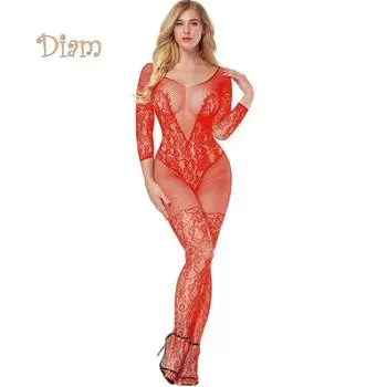 леденцы с вышивкой, полые сетчатые женские чулки без вырезов, сексуальное прозрачное боди One Size