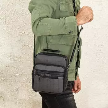 Lederax Steel Case Мужская сумка через плечо из искусственной кожи в клетку с несколькими карманами