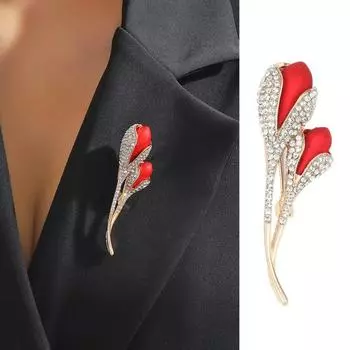 Леди брошь с лацканами в форме горного хрусталя декор костюм воротник пальто формальный случай поездка офисная одежда красный