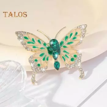 Леди Брошь в форме бабочки Декор со стразами Противоскользящая сумка Воротник пальто Шляпа Шарф Украшение Булавка для одежды Вечеринка Выпускной вечер Невеста Свадебная одежда Ювелирные изделия золотистый