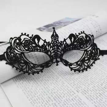 Леди Черная кружевная маска для глаз с цветочным принтом Венецианский маскарад Необычные вечерние платья