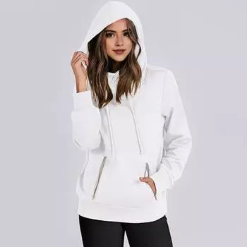 Леди Далл Зимняя толстовка с капюшоном на молнии с карманами на манжетах Однотонный консервативный цвет на шнурке Эластичный стиль Пуловер с длинными рукавами с капюшоном Спорт Фитнес XL абрикосовый