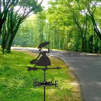 Леди держит зонтик, фигурка флюгера, украшение для сада, декоративный указатель направления для