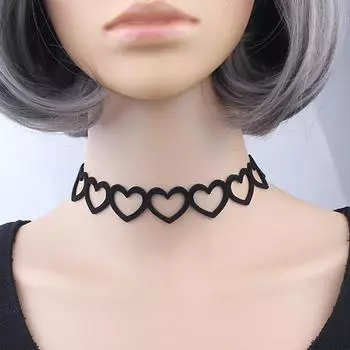 Леди Девушка Панк Готика Выдалбливают Сердце Колье Бархатный Воротник Ожерелье Ювелирные Изделия красный