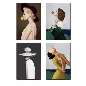 Леди Фигура Художественная Живопись Современная Мода Женский Портрет Холст Картина Настенные Художественные Плакаты для Домашнего Дизайна Без Рамки 21*30cm