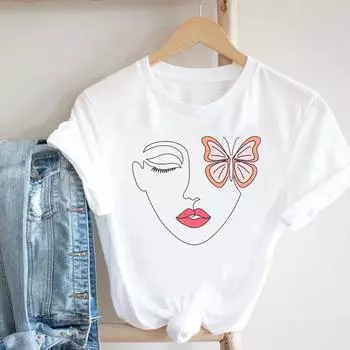 Леди футболка с коротким рукавом Женская футболка с графическим рисунком Женская одежда с принтом Повседневная модная одежда с героями мультфильмов Топ Футболка S белый