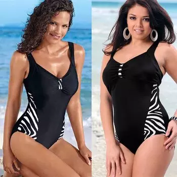 Леди Купальник больших размеров с бюстгальтером Консервативные купальники Купальник Бикини Сиамское бикини Плавание Монокини M чёрный