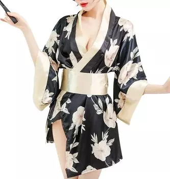 Леди Ленивая Сексуальная Юката Мини Японская Одежда Косплей Грудь Открытое Кимоно Японский Стиль Оби Пижама Комната Одежда Искушение Экстремальный Маскировка Костюм