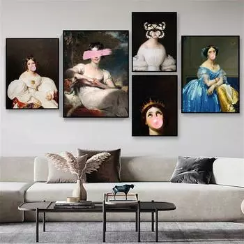 Леди Мария мазок принтом постер измененный винтажный холст живопись портретная живопись эклектичный настенный художественный принт в стиле барокко художественный декор 21cm30cm NoFrame