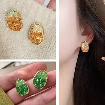 Леди Шарм Кристалл геометрические серьги постепенного цвета серьги-гвоздики женские вечерние украшения для ушей зелёный