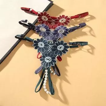 Леди Стринги Цветочная пижама Кожа-прикосновение Популярная открытая промежность ремни Трусики трусики для спальни One Size