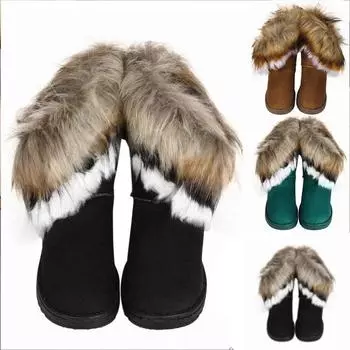 Леди зимние сапоги на меховой подкладке, зимние теплые туфли с высоким верхом 36 чёрный