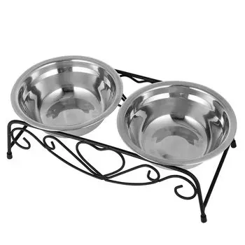 ledmomo dog food stand cat tableware dog pet bowl food bowl water bowl stainless steel cat bowl cat plate removable pet food bowl pet stand with food
