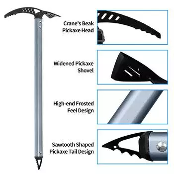 Ледоруб для кемпинга на открытом воздухе, альпинистский топор из алюминиевого сплава, 70 см, прогулочный выбор для кемпинга серый