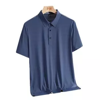 Ледяная шелковая рубашка-поло летняя полоска сплошной простой топ свободная повседневная футболка с коротким рукавом L