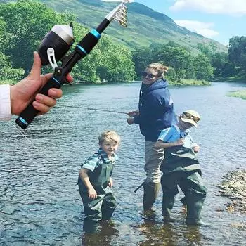 Ледяная спиннинговая удочка с катушкой для детей и взрослых для ловли окуня в морской воде rod & reel синий