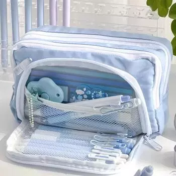 Ледяной голубой пенал большой емкости эстетичные школьные чемоданы для девочек корейский держатель для канцелярских принадлежностей сумка пенал для ручек для школьников школьные принадлежности