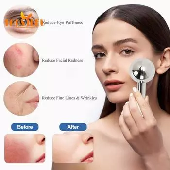 Ледяной ролик из нержавеющей стали — уменьшает морщины, отечность, усталость, удобный дизайн, косметический ледяной шарик для молодой кожи белый