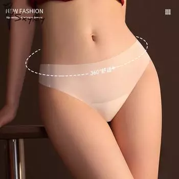Ледяной шелк, бесшовные стринги, нижнее белье из чистого хлопка, сексуальное женское нижнее белье M чёрный