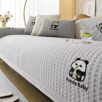 Ледяной шелк, чехол для дивана, летняя крутая диванная подушка, универсальная диванная подушка с вышитыми буквами из мультфильма, гостиная, домашний декор 70x70cm 1pcs