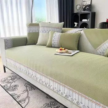 Ледяной шелк Диван Подушка Лето Лето Лето Лето Коврик Подушка Кожаный диван из массива дерева Полностью покрытая тканью 70*70cm