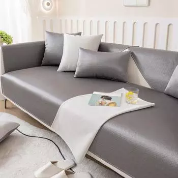 Ледяной шелк, подушка для дивана, лето, лето, коврик, подушка, нескользящий кожаный чехол для дивана, тканевый однотонный чехол для сиденья 70*70cm