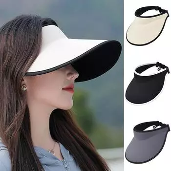 Ледяной шелк пустые верхние кепки женские широкополые бесшовные цельные солнцезащитные шляпы летние модные универсальные пляжные аксессуары с защитой от УФ-излучения чёрный