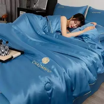 Ледяной шелк, соевые бобы, прохладное летнее постельное белье, кондиционер на двоих, сон обнаженным, приятный для кожи и комфортный. 150x200cm 0.8kg