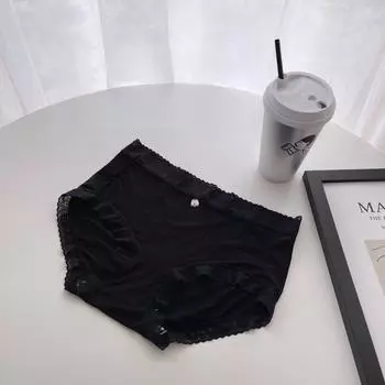 Ледяной шелк телесного цвета, обтягивающее бедра, хлопковое антибактериальное дышащее сексуальное и удобное нижнее белье, трусы one size чёрный