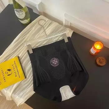 Ледяной шелк Утягивающие штаны для живота Высокая талия Бесшовные трусики Контроль живота Формирующее нижнее белье Плоский живот Корректирующее белье XL чёрный