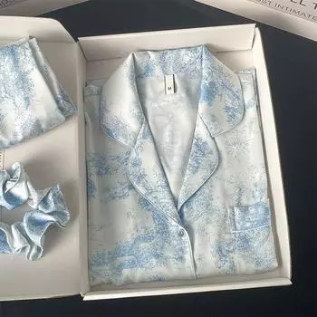 Женская пижама с пуговицами на лацканах, кардиган, наряды для женщин, комплект из двух предметов для дома, модный комплект с принтом XXXXXL