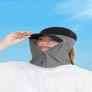 Ледяной шелковый солнцезащитный козырек для лица, дышащая солнцезащитная шаль для лица для рыбалки на открытом воздухе One size чёрный