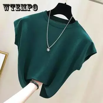 Ледяной шелковый топ, женская летняя свободная футболка большого размера, свитер с короткими рукавами и толстым низом