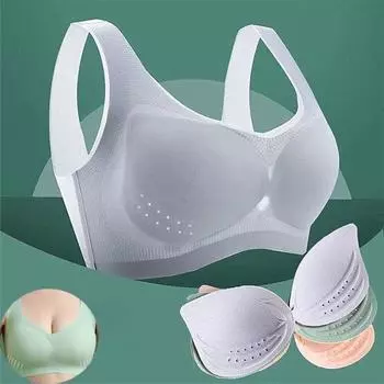 Ледяной тонкий бюстгальтер больших размеров, нижнее белье, бюстгальтеры для женщин, бесшовный беспроводной ультратонкий бюстгальтер, дышащий бюстгальтер для сна, спортивный бюстгальтер, жилет 2XL/90B бежевый