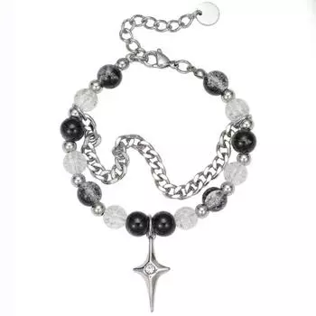 Ледяные бусины из титановой стали, четыре двухслойных манго, браслет, аксессуары для рук в стиле хип-хоп, аксессуары для рук в стиле хип-хоп