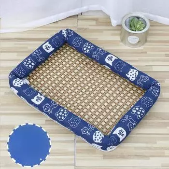 Ледяные коврики для домашних животных для летних кошачьих будок Универсальные охлаждающие коврики для охлаждения Износостойкие коврики из ротанга для домашних животных L [60 * 50CM