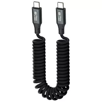 Leehitech 0.5M~1.8M Free expansion and contraction coil USB-C to cable spring coil retractable 100W PD charging cable 20Gbps data transfer 8K video