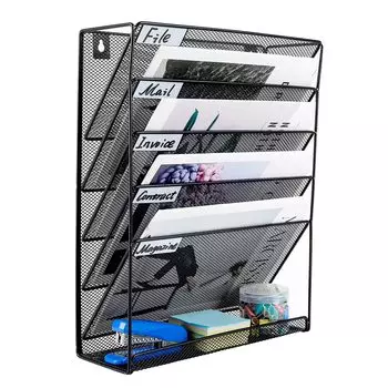 LEEKEY File 6 Настольный держатель для файлов Настольный держатель для файлов Документ Сетка Металлический держатель для писем Документ Черный 41 см 33 см 11 см Настенная стойка, ярусы, стойка, чёрный