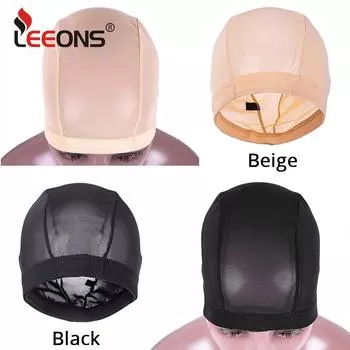 Leeons Dome Caps Эластичные парики Cap Spandex Dome Style Caps Wig Caps для мужчин и женщин Изготовление кружевного парика 1 упаковка Черные сетчатые шапочки для парика