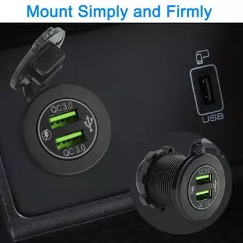 LEEPEE Адаптер для быстрой зарядки Автомобильные детали Адаптер для быстрой зарядки Автомобильное зарядное устройство Адаптер для быстрой зарядки 3.0 Двойное зарядное устройство USB 12 В QC 3.0 армия зеленый