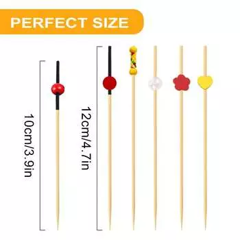 Leeseph 100 шт. бамбуковые палочки для коктейлей, бамбуковые шпажки для коктейлей для закусок, изысканные деревянные палочки для коктейлей для вечеринки