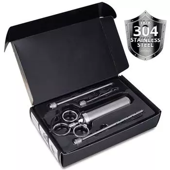 Leeseph 304 - шприц-инжектор для мяса из нержавеющей стали с 3 иглами для маринада для коптильни-гриля с барбекю, большая емкость 2 унции чёрный