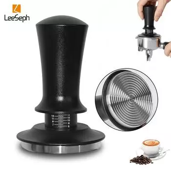 Leeseph 51/53/58 мм эспрессо тампер с волнистой основой, основание из нержавеющей стали с регулировкой глубины, кофейные аксессуары, лучший подарок 53mm