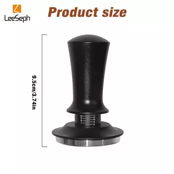 Leeseph 51/53/58 мм эспрессо тампер с волнистой основой, основание из нержавеющей стали с регулировкой глубины, кофейные аксессуары, лучший подарок 51mm чёрный