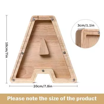 Leeseph Большие буквы Копилка для детей Мальчики Девочки Деревянные персонализированные копилки AZ для подарка Украшения дня рождения Крещения