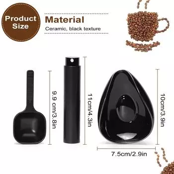 Leeseph Coffee Bean Dosing Cup and Spoon Set, Ceramic Dosing Vessel Measuring Tray Kit for Coffee or Tea, Espresso Accessories